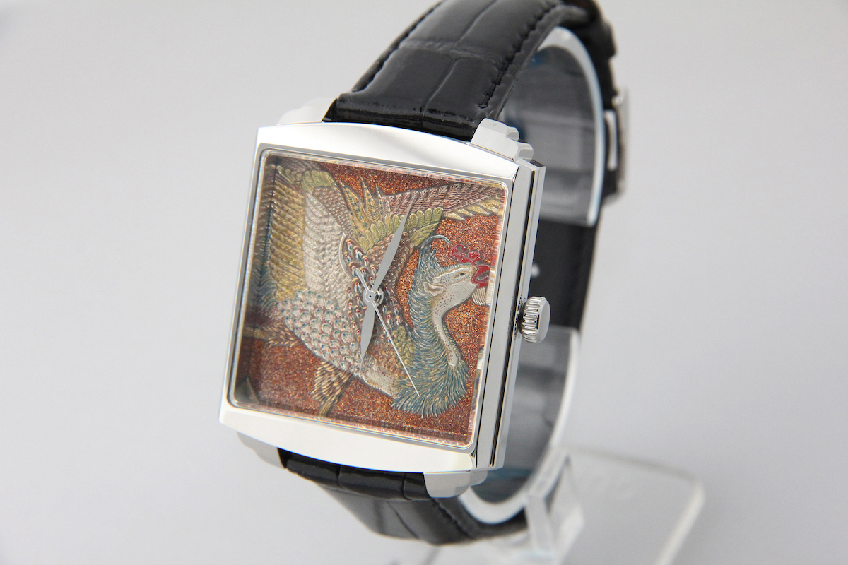 漆蒔絵時計「浄雅」若沖写 高蒔絵旭日鳳凰図
